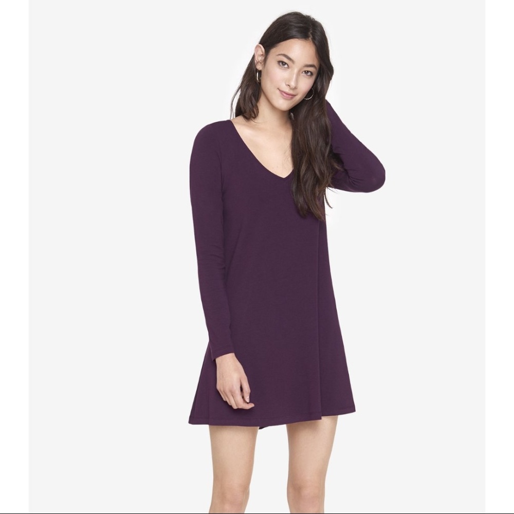 Express Purple Long Sleeve Dress